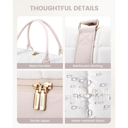 Reisetasche Damen mit Schuhfach & Nassfach, Beige+hellrosa