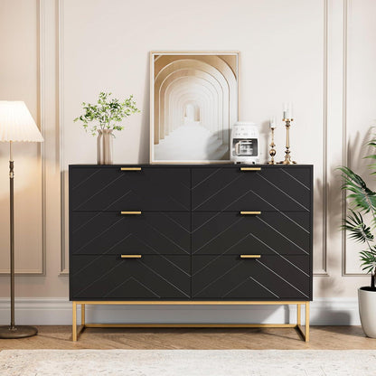 Schubladenschrank 6 Schubladen Schwarz – V-Linie Serie