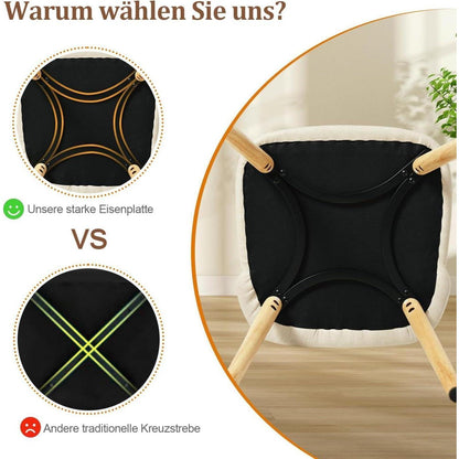 Esszimmerstühle 2er Set Creme mit Holzbeinen & Polster