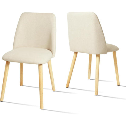 Esszimmerstühle 6er Set, Polsterstuhl Creme mit Holzbeinen