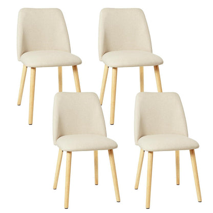 Esszimmerstühle 4er Set, Polsterstuhl Creme mit Holzbeinen