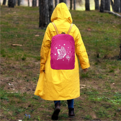 Regenschutz Rucksack Kinder 30-40L Wasserdicht mit Reflektoren Rot