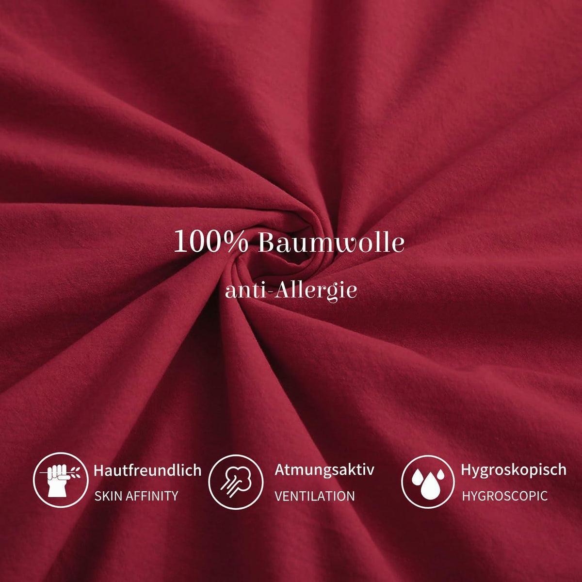 Baumwoll Bettwäsche Set 220x240 cm Rot – 3-teilig