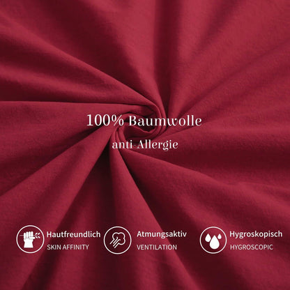 Baumwoll Bettwäsche Set 220x240 cm Rot – 3-teilig
