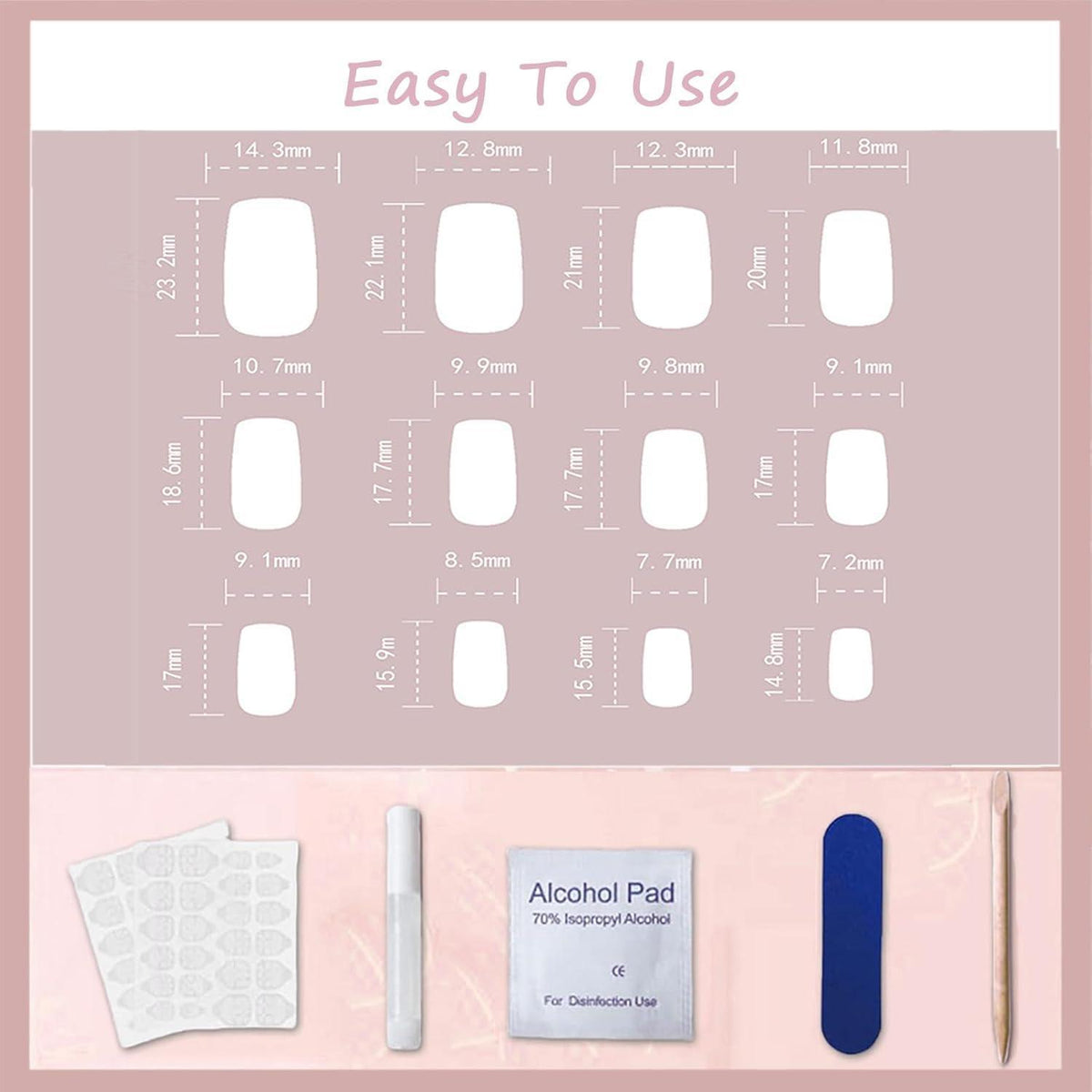 24er Set French Bow Aufklebe Nägel – Weiß Rosa Maniküre DIY