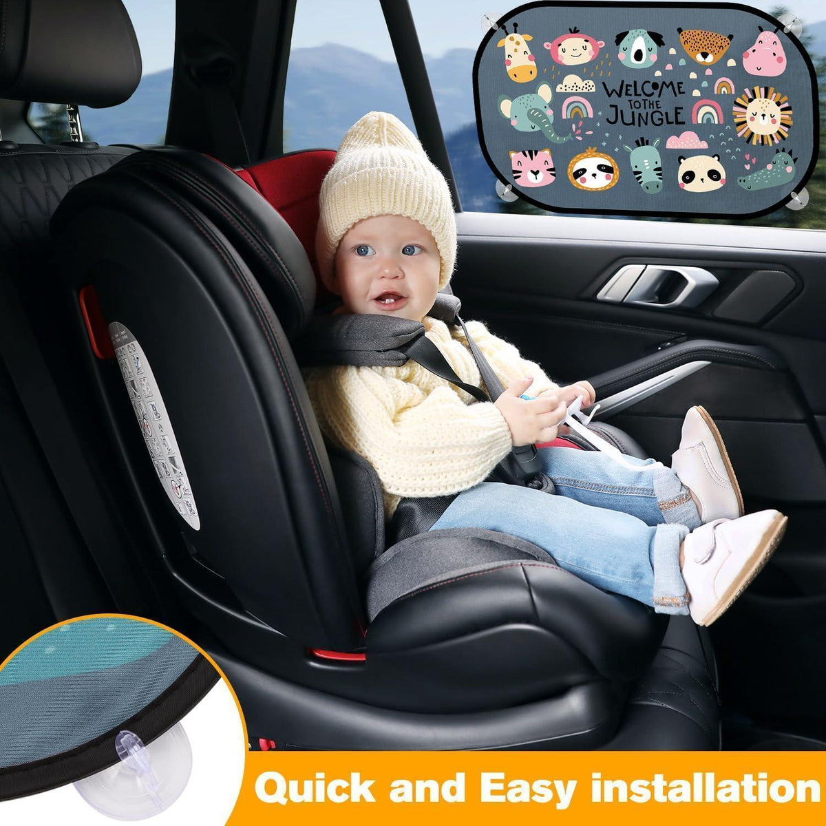Baby Auto Sonnenschutz – 2er Set mit Tier Motiven