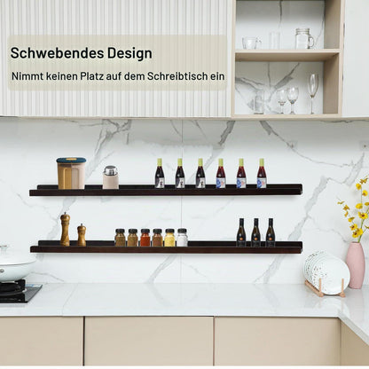 Schweberegal aus Massivholz mit Schutzleiste, 2er-Set Walnuss