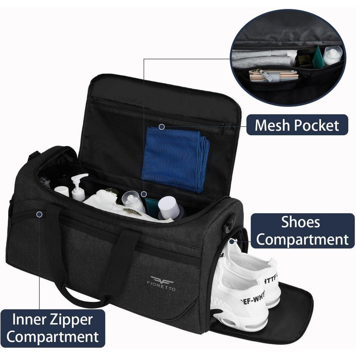 Sport- und Reisetasche 50L mit Schuhfach, wasserdicht