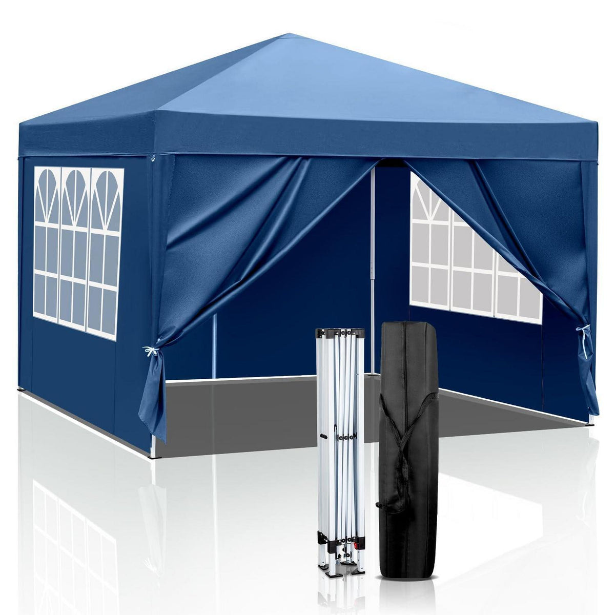 3x3m Faltpavillon Blau mit 4 Seitenteilen – Wasserdicht & Stabil