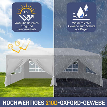 3x6m Faltpavillon – Wasserdicht, Stabil & UV-Schutz für Garten & Camping