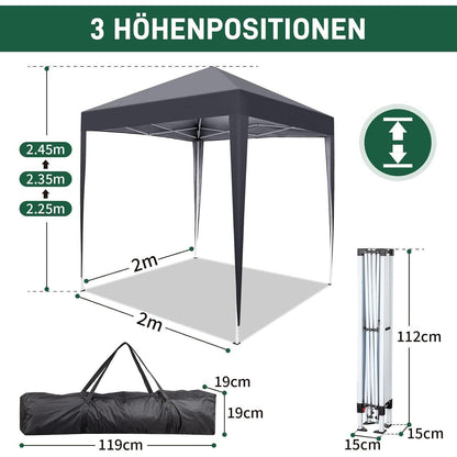 Faltpavillon 2x2m – Wasserdicht, Stabil & UV-Schutz für Garten & Camping