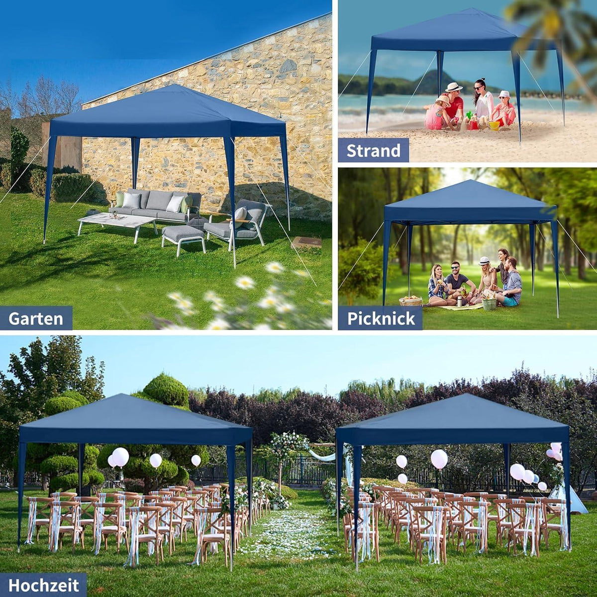 3x3m Faltpavillon – Wasserdicht, Stabil & UV-Schutz für Garten & Camping