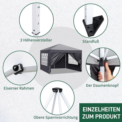 3x3m Faltpavillon – Wasserdicht, Stabil & UV-Schutz für Garten & Camping