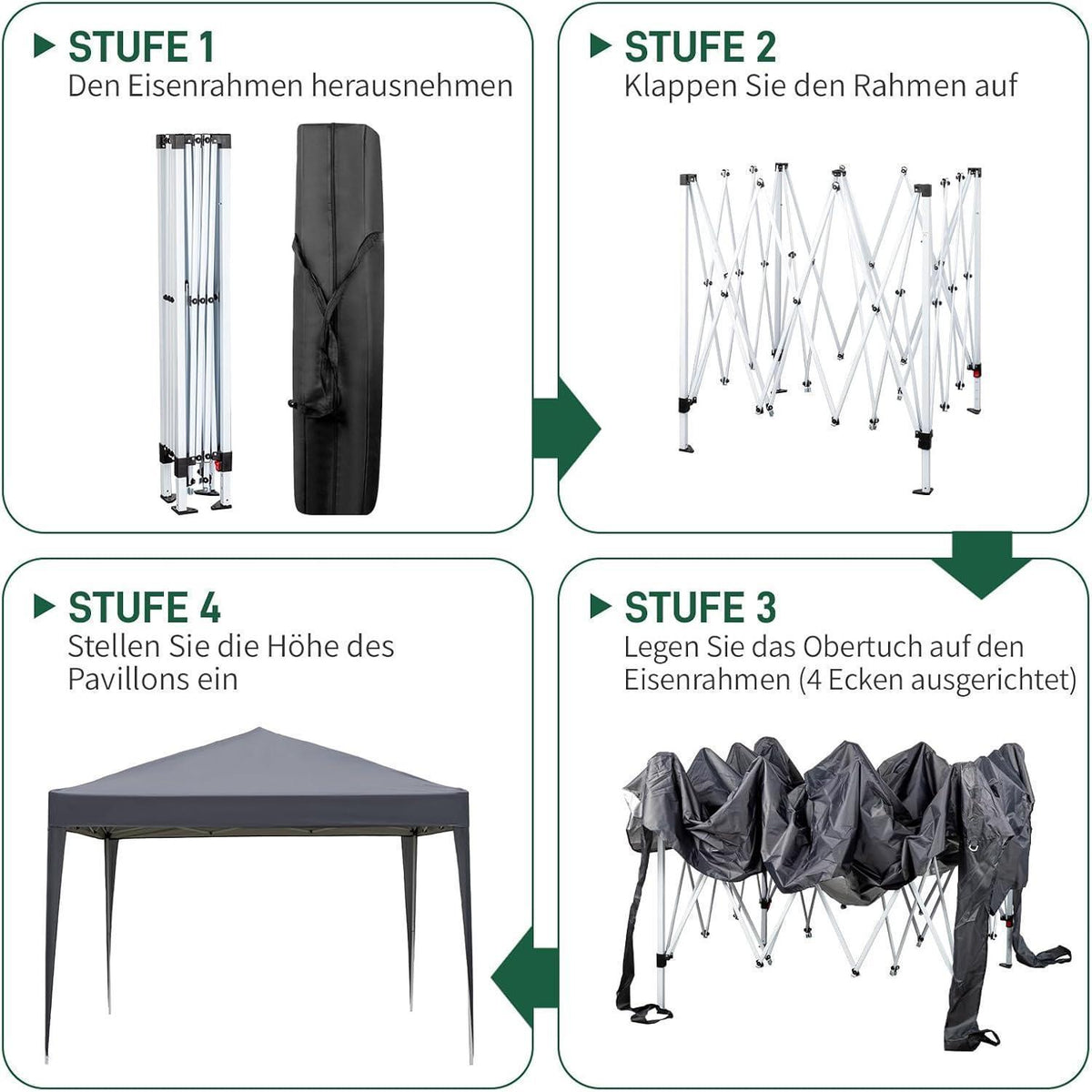 3x3m Faltpavillon – Wasserdicht, Stabil & UV-Schutz für Garten & Camping