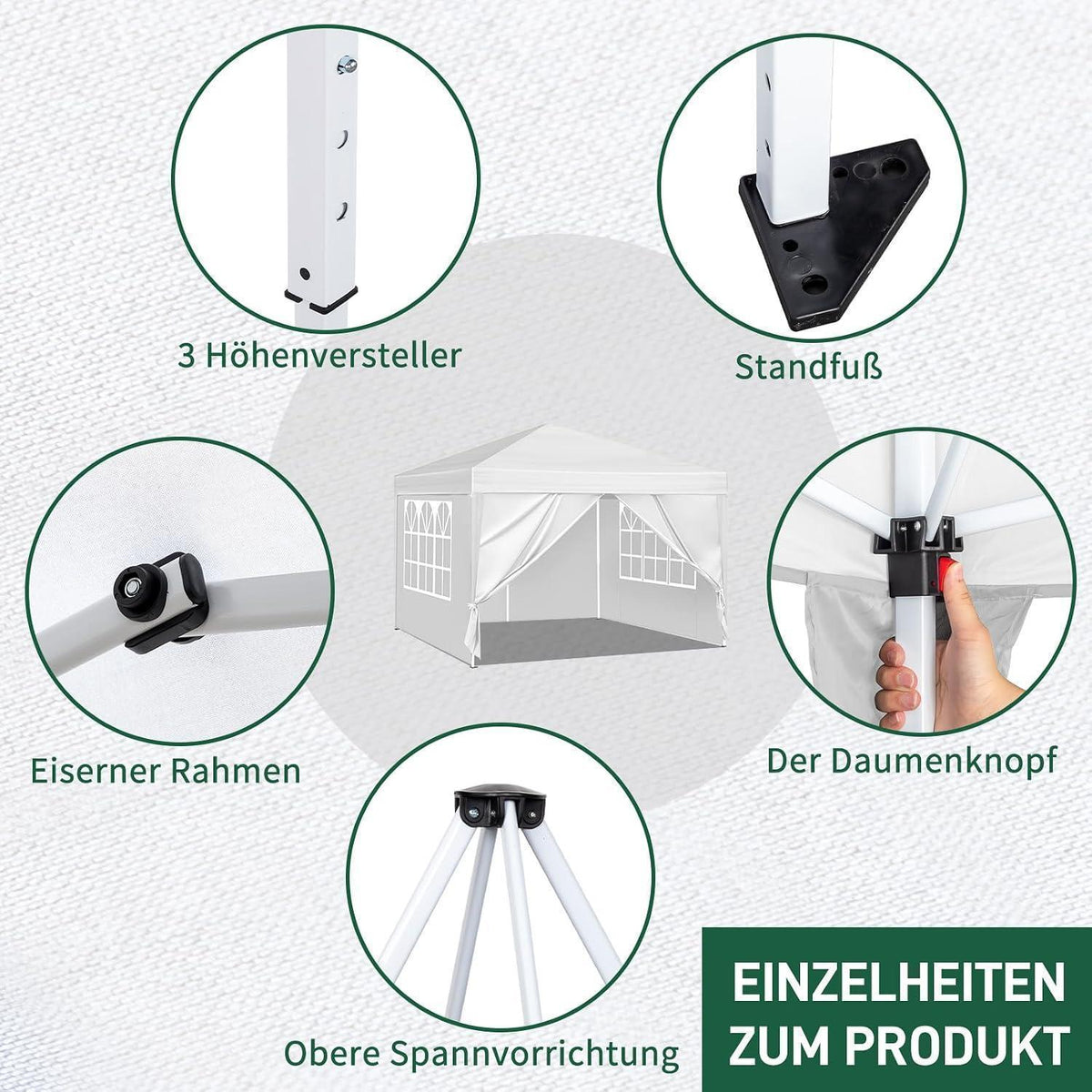 3x3m Faltpavillon – Wasserdicht, Stabil & UV-Schutz für Garten & Camping