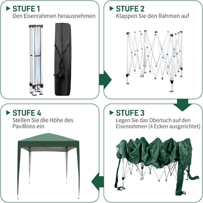 Faltpavillon 2x2m – Wasserdicht, Stabil & UV-Schutz für Garten & Camping