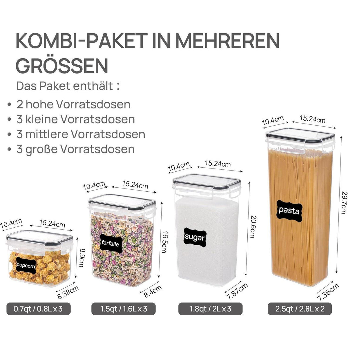 Vorratsdosen Set 11 Stück luftdicht BPA-frei mit Etiketten