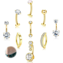Bauchnabelpiercing Gold Chirurgenstahl Hypoallergen 14G Zirkonia Opal