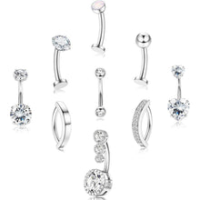 Bauchnabelpiercing Chirurgenstahl Zirkonia Opal 10mm 12mm