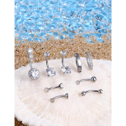 Bauchnabelpiercing Chirurgenstahl Zirkonia Opal 10mm 12mm