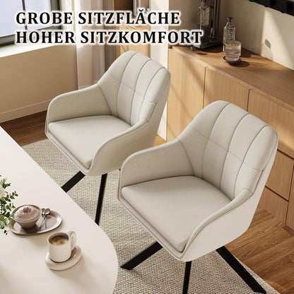 Drehstuhl Esszimmer Beige 6er Set mit Armlehne & Kratzschutz