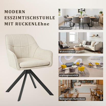 Drehstuhl Esszimmer Beige 6er Set mit Armlehne & Kratzschutz