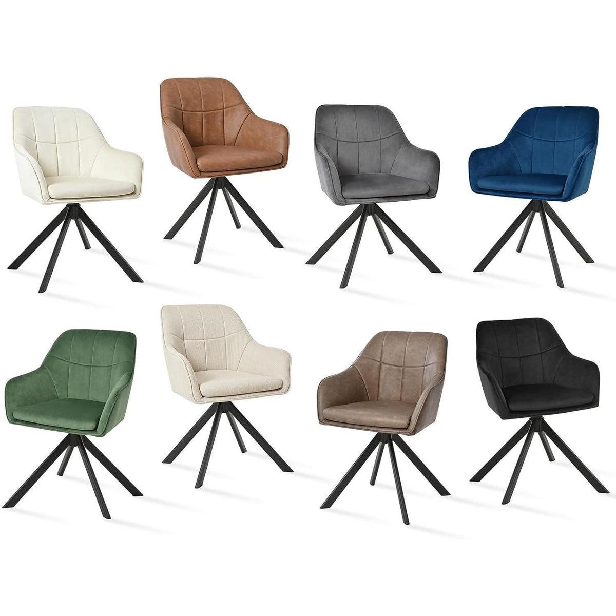 Drehstuhl Esszimmer Beige 6er Set mit Armlehne & Kratzschutz