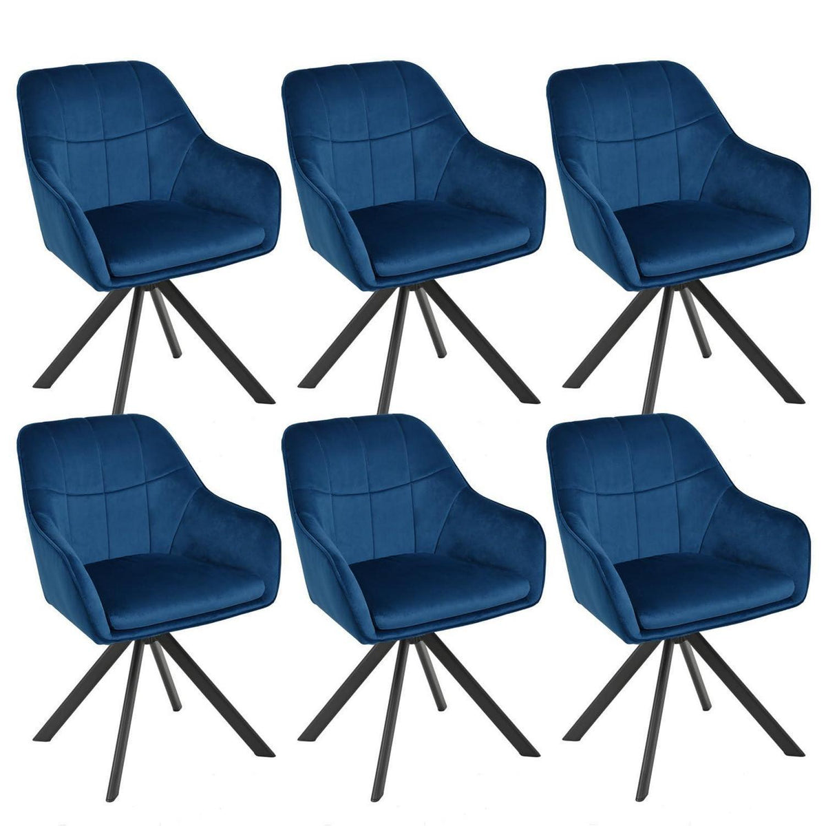 Drehbarer Esszimmerstuhl Set Dunkelblau – Samt & Metall