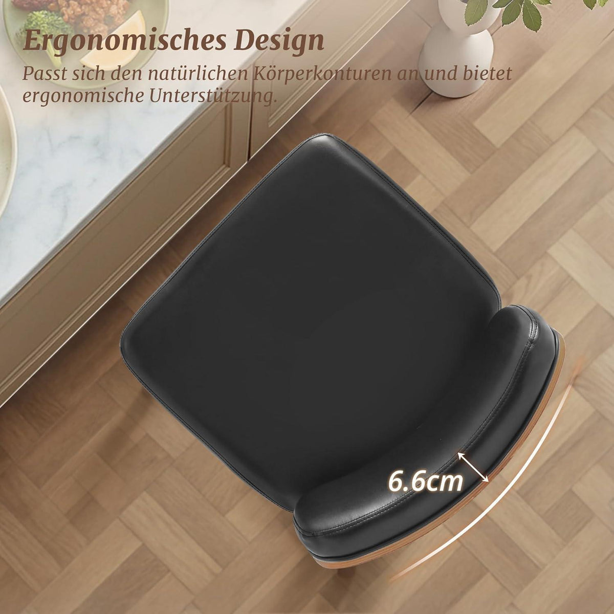 Drehbarer Barhocker mit Lehne – Schwarz, 67 cm hoch