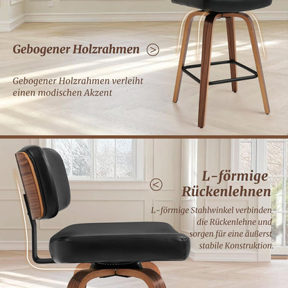 Drehbarer Barhocker mit Lehne – Schwarz, 67 cm hoch