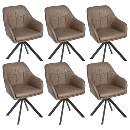 Drehbarer Esszimmerstuhl Dunkelbraun – 6er Set mit Kratzschutz