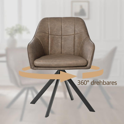 Drehbarer Esszimmerstuhl Dunkelbraun – 6er Set mit Kratzschutz