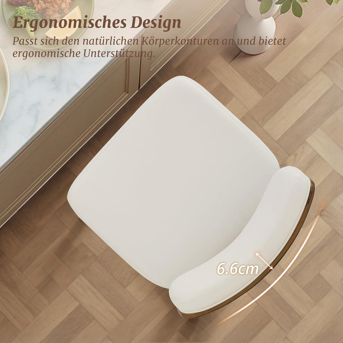Drehbarer Barhocker mit Lehne – Weiß