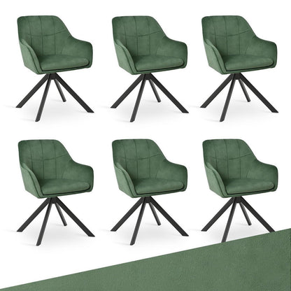 Drehstuhl Esszimmer 6er Set Samt Grün mit Armlehne