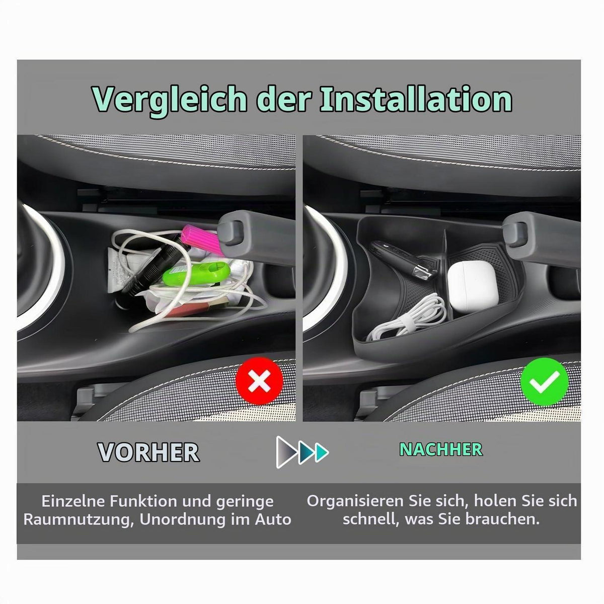 Mittelkonsole Organizer für Renault Twingo 3 (2014-2024) Schwarz