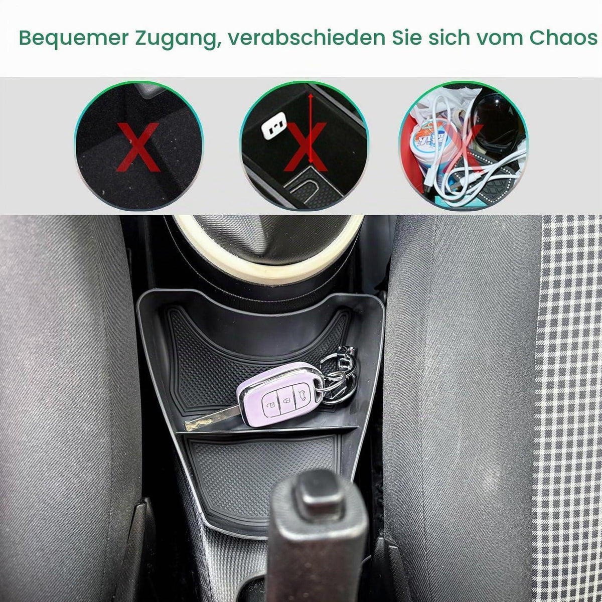 Mittelkonsole Organizer für Renault Twingo 3 (2014-2024) Schwarz