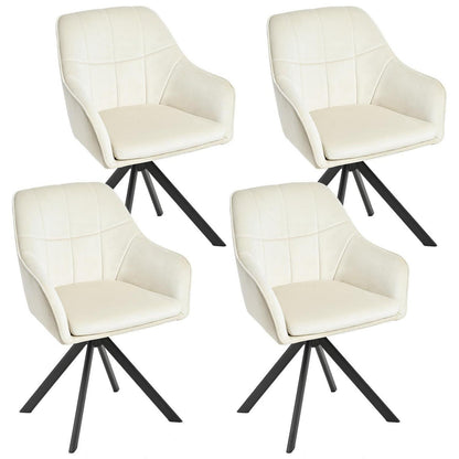 Drehbarer Esszimmerstuhl Set Creme – 4er Polsterstuhl mit Armlehne