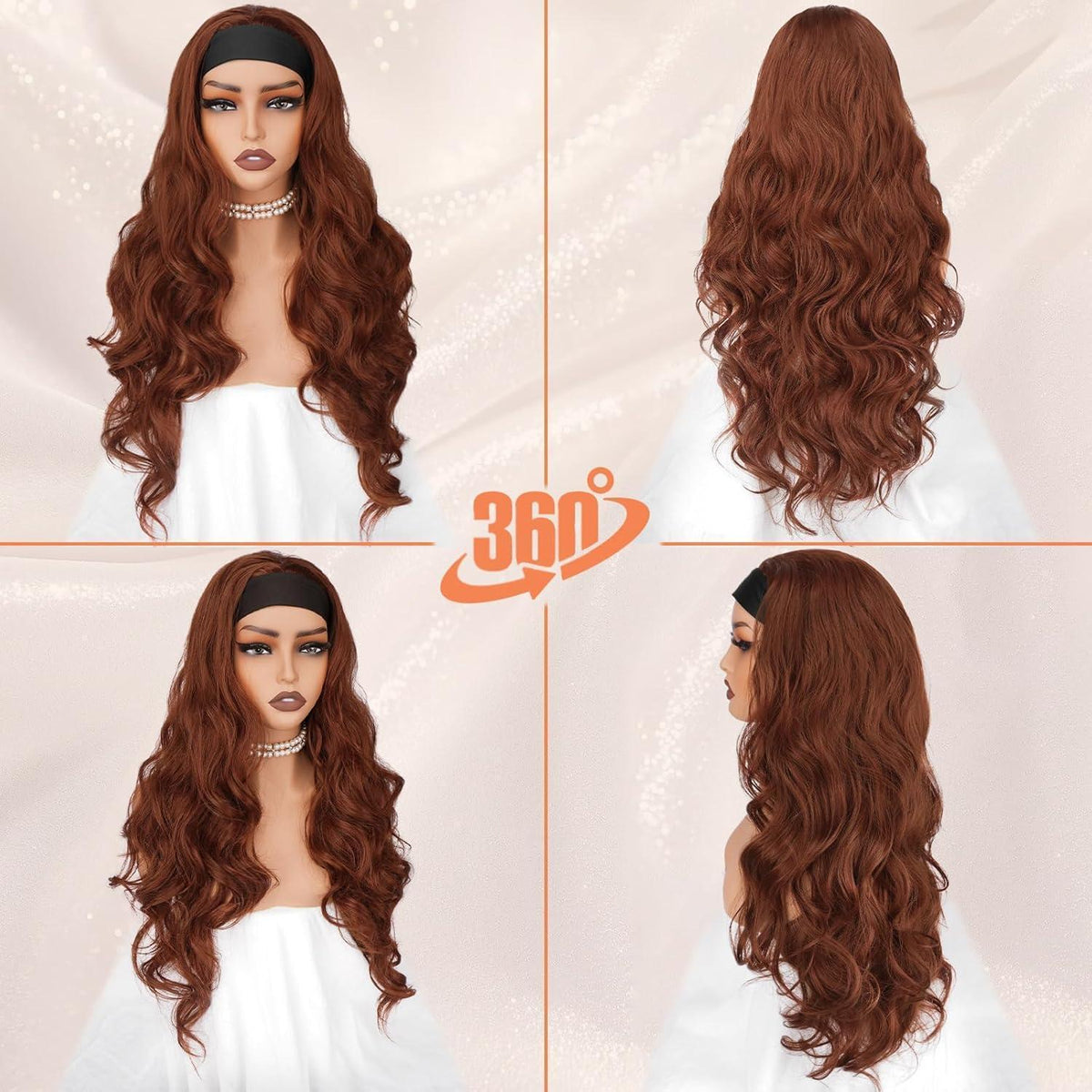 Auburn Rote Stirnband Perücke 66cm Locken – Einfach & Natürlich