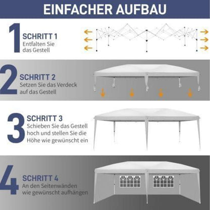 Bonnlo Gazebo 3x6m – Höhenverstellbares Partyzelt mit Seitenteilen