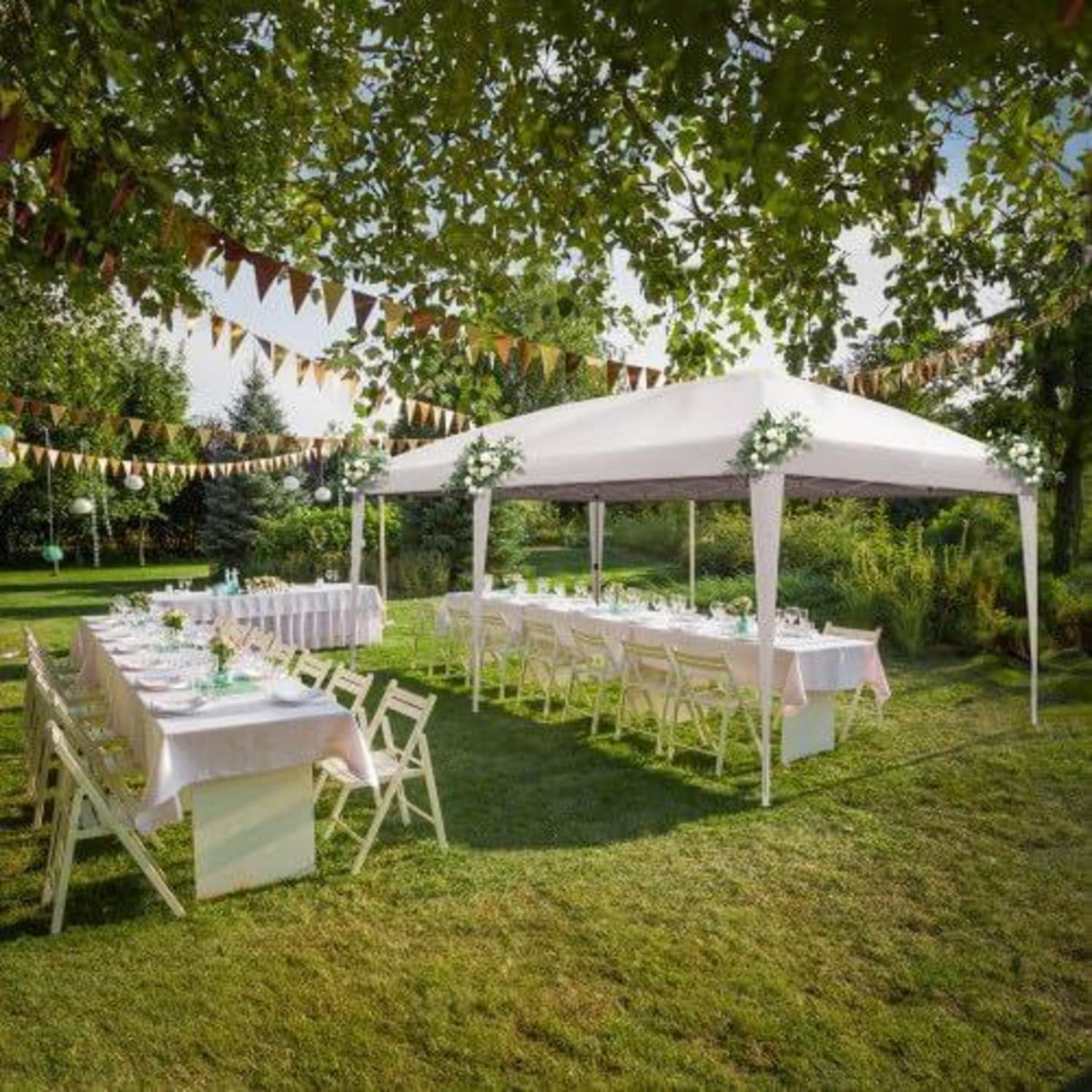 Bonnlo Gazebo 3x6m – Höhenverstellbares Partyzelt mit Seitenteilen