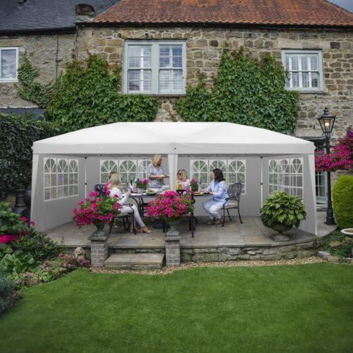 Bonnlo Gazebo 3x6m – Höhenverstellbares Partyzelt mit Seitenteilen