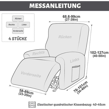 Stretch Sesselbezug Samt Grau – 4-teilig mit Kissenbezug
