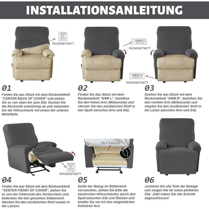 Stretch Sesselbezug Samt Grau – 4-teilig mit Kissenbezug