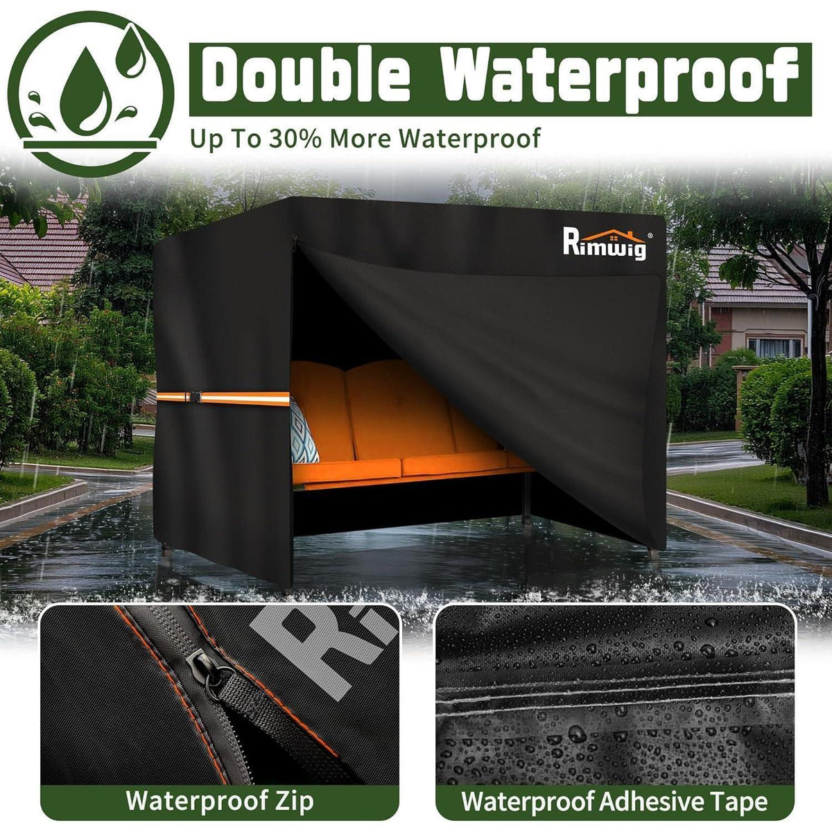 Hollywoodschaukel Abdeckung 2-Sitzer Wasserdicht 175x125x160cm