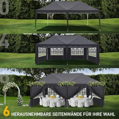 Bonnlo Gazebo 3x6m – Höhenverstellbares Partyzelt mit Seitenteilen