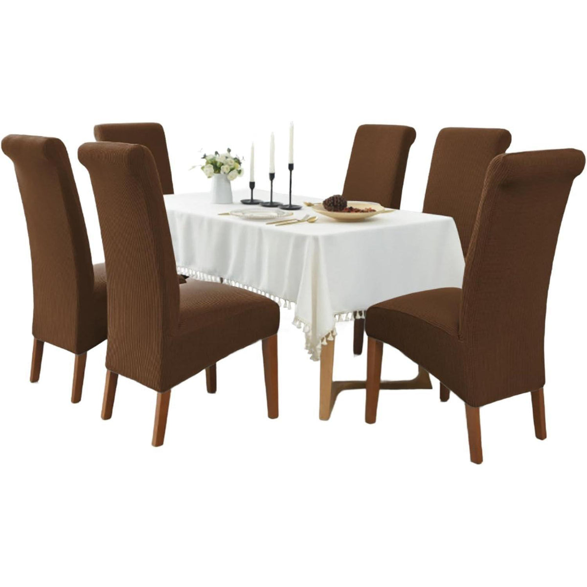 Stretch Stuhlhussen Groß – 6er Set Coffe
