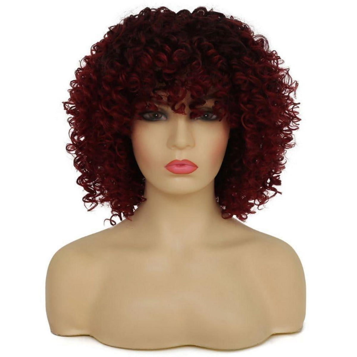 Rote Lockige Afro Perücke – Burgund Wellig & Fluffy für Cosplay