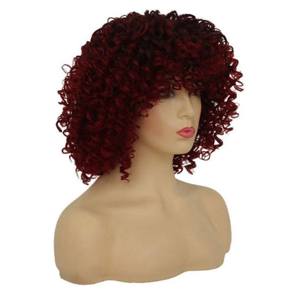 Rote Lockige Afro Perücke – Burgund Wellig & Fluffy für Cosplay
