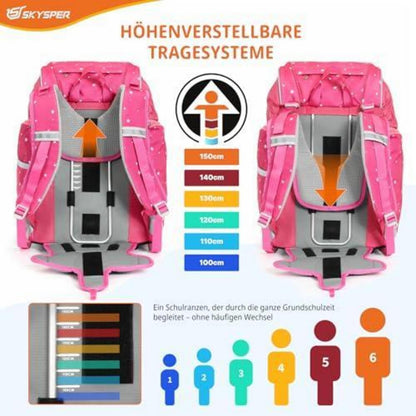 Schulranzen Set 5-teilig für Jungen & Mädchen – Rosa Schulstarter Set
