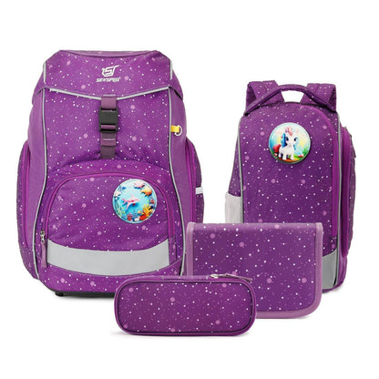 Schulranzen Set 5-teilig für Jungen Mädchen – Lila Schulstarter Set
